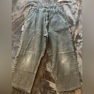 Black Y2K Vintage Faded Distressed Carpenter Baggy Jeans